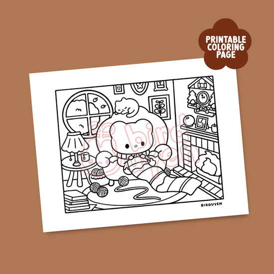 DIGITAL DOWNLOAD • COZY DAY coloring page – Birduyen