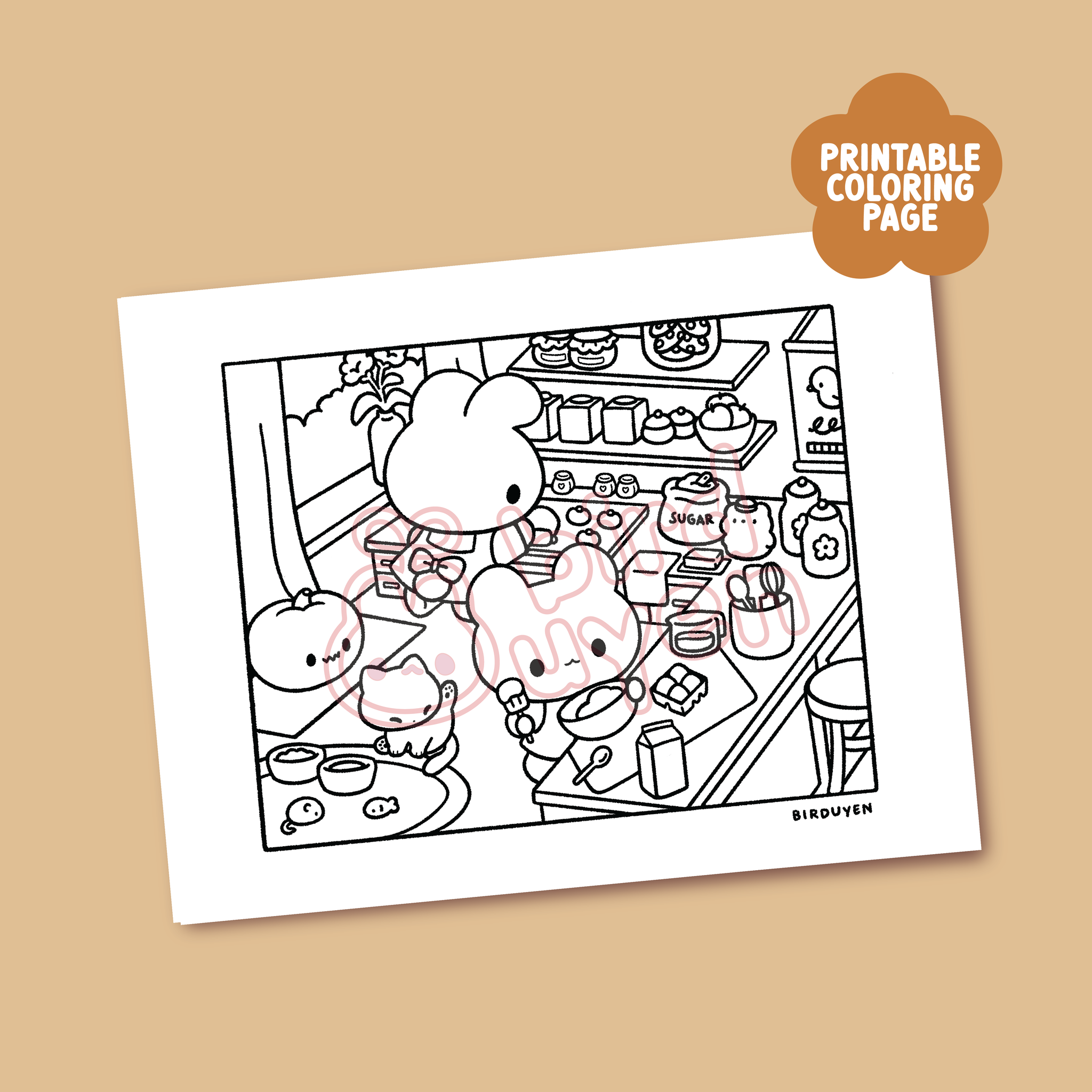 DIGITAL DOWNLOAD • FALL BAKING coloring page – Birduyen